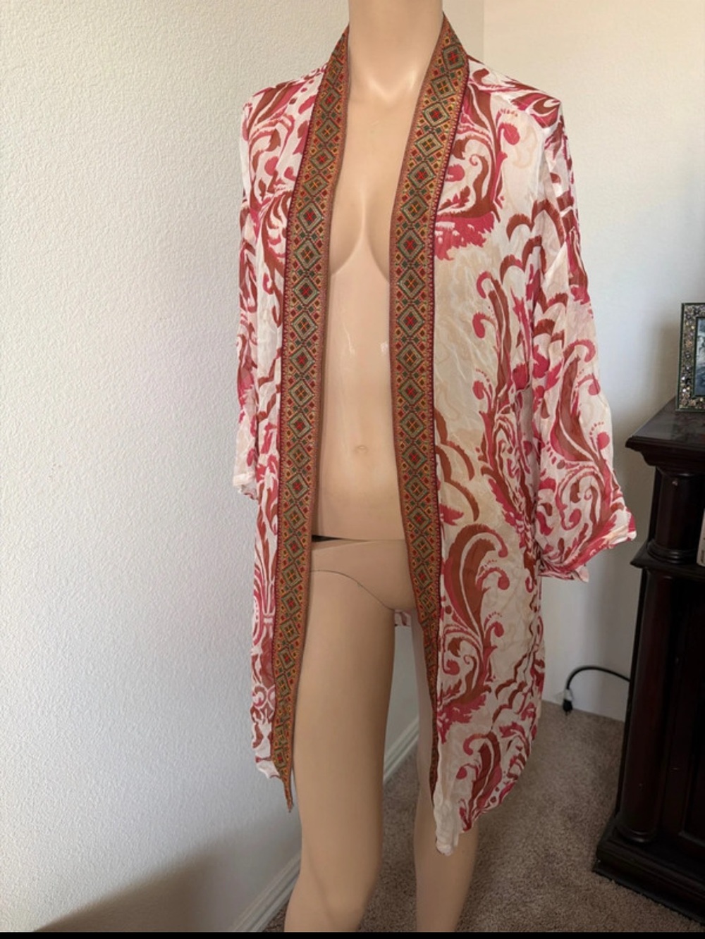 NWT Soft  Surroundings Jakarta  Kimono with Embroidered Trim L/XL orig.$120